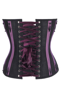 Black & Purple Overbust Corset with Black Flossing