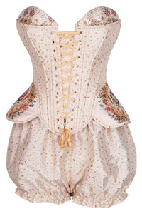 Blush Florals Corset & Ruffled Bloomers Ensemble
