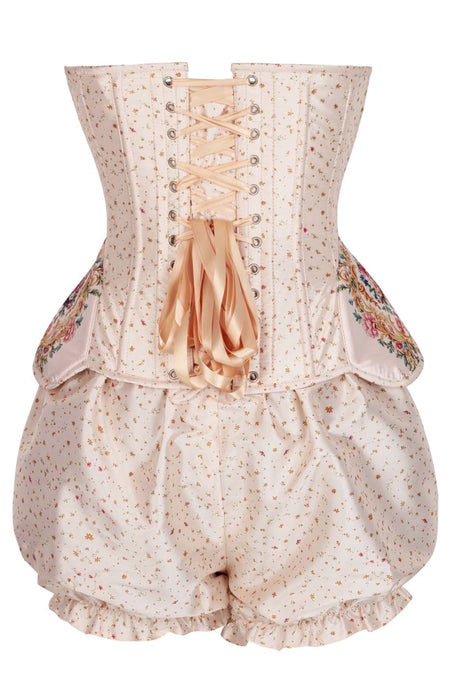 Blush Florals Corset & Ruffled Bloomers Ensemble