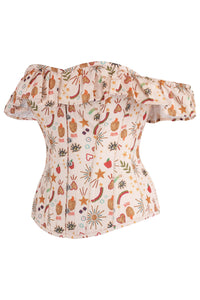 Cotton Print Sleeved Corset Top