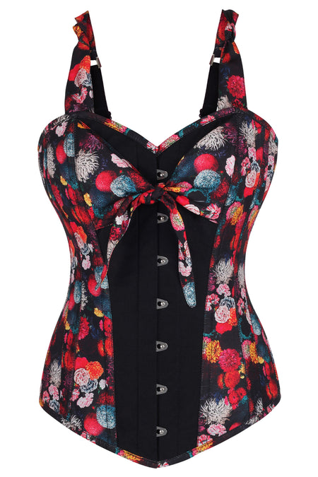 Vintage Styled Floral Print Corset Overbust