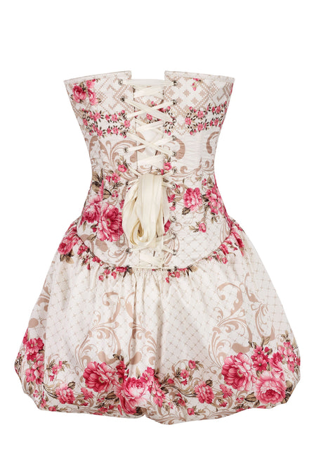 Vintage Floral Corset Dress with Bubble Skirt