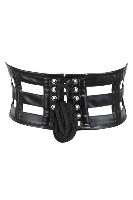 Black PVC Cage Corset Style Belt