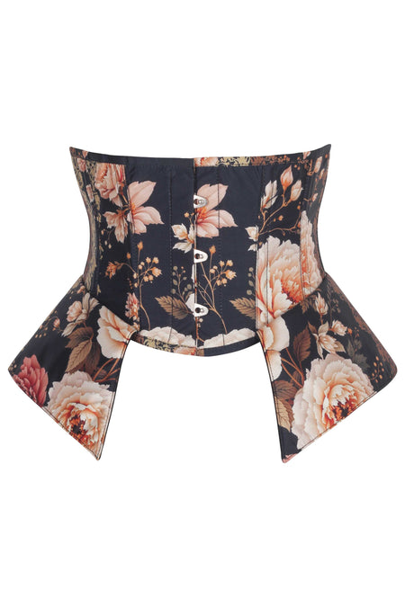 Midnight Bloom Underbust Corset with Peplum Panels