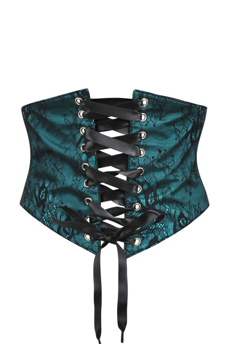 Turquoise Satin & Lace Overlay Corset Inspired Belt
