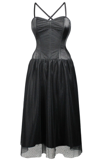 Corset Story SDS024 Black Satin Corset Dress with Tulle Skirt