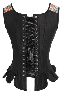 Historically Inspired Black Corset with Floral Print
