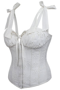 Corset Story SC-028 Daphne White Broderie Anglaise Cotton Corset Top