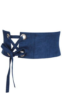 Violet Blue Chambray Corset Style Belt